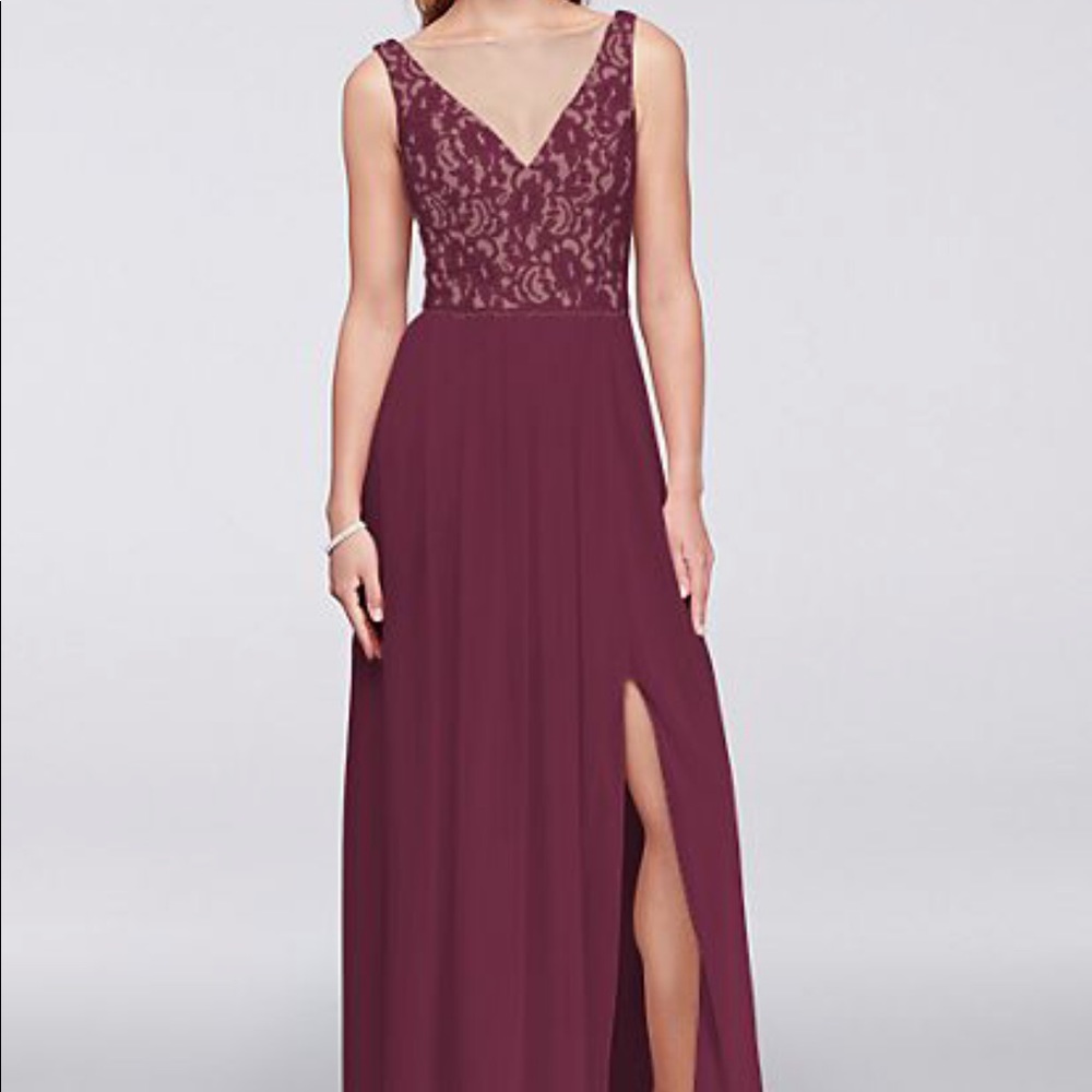 Illusion V-Neck Lace and Mesh Dress